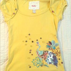 Anthropology Ric Rac capped sleeve peacock shirt